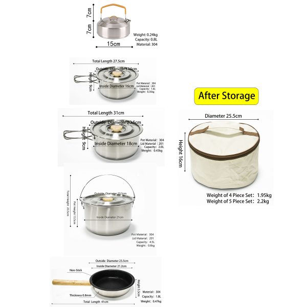 4 or 5 Piece Camping Cookware Set 05