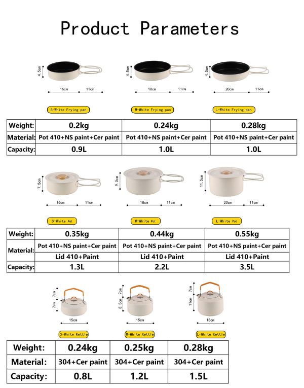 White camping pot set 07