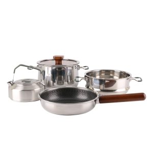 18cm Three-layer Steel Camping Cookware Set